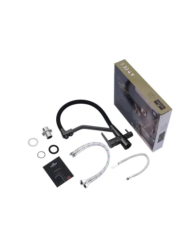 Змішувач для кухні Kroner KRP Edelstahl Klassisch - PVD03817BLK, з підключенням до фільтра