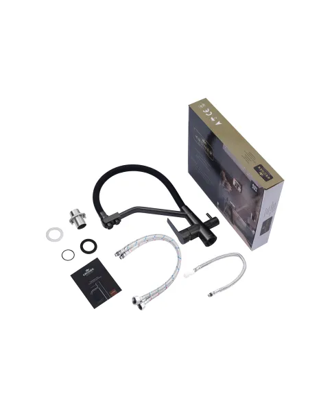 Смеситель для кухни Kroner KRP Edelstahl Klassisch - PVD03817BLK, с подключением к фильтру Смеситель для кухни Kroner KRP Edelstahl Klassisch - PVD03817BLK, с подключением к фильтру