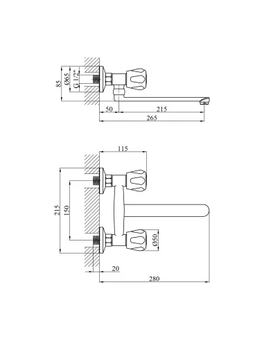 Змішувач для кухні Kroner KRP Hamburg - C040, двовентильний