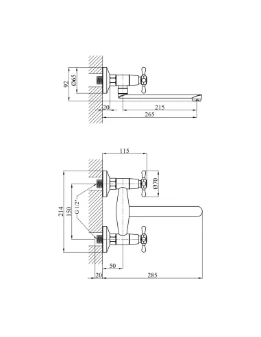 Смеситель для кухни Kroner KRP Royce - C040, двухвентильный
