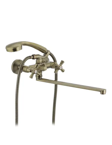 Смеситель для ванны Mixxus Premium Retro 140 Bronze MI1651 с душевым набором, двухвентильный