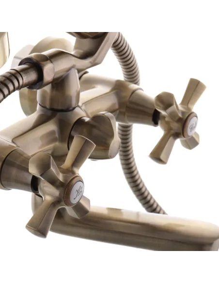 Змішувач для ванни Mixxus Premium Retro 142 Bronze MI1652 з душовим набором, двовентильний Змішувач для ванни Mixxus Premium Retro 142 Bronze MI1652 з душовим набором, двовентильний