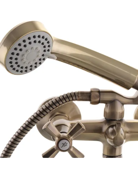 Змішувач для ванни Mixxus Premium Retro 142 Bronze MI1652 з душовим набором, двовентильний Змішувач для ванни Mixxus Premium Retro 142 Bronze MI1652 з душовим набором, двовентильний