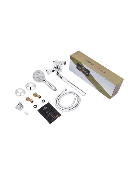 Смеситель для ванны Kroner KRM Kante - C070, с душевым набором, хром