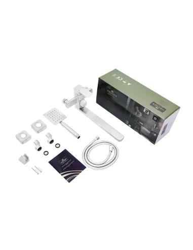 Змішувач для ванни Kroner KRP Edelstahl Kubus - ESG070 з душовим набором, нікель