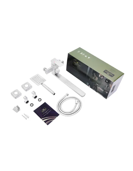 Смеситель для ванны Kroner KRP Edelstahl Kubus - ESG070, с душевым набором, никель