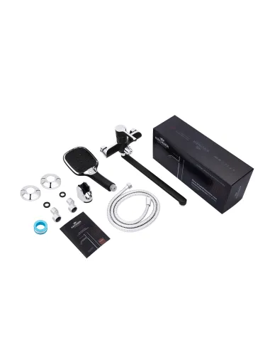 Змішувач для ванни Kroner KRP Essen - SCH070, з душовим набором, хром-чорний