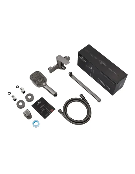 Смеситель для ванны Kroner KRP Makon - GRP070 с душевым набором, графит Смеситель для ванны Kroner KRP Makon - GRP070 с душевым набором, графит