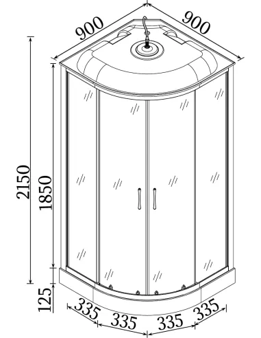 Гідробокс Bravo Barycz LL90GBB напівкруглий, масажний