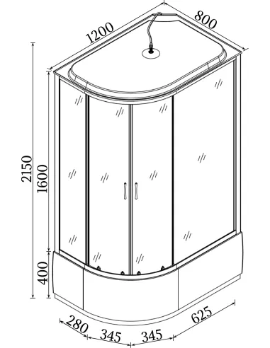 Гідробокс Bravo Obra H120FFSR асиметричний, масажний