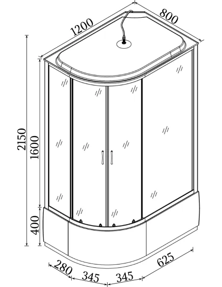 Гидробокс Bravo Obra H120FFSR ассиметричный, массажный