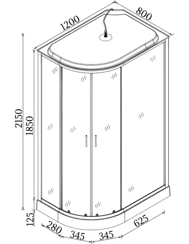 Гидробокс Bravo Rega L120FFSR ассиметричный, массажный