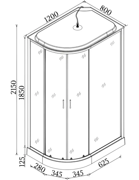 Гидробокс Bravo Rega L120FFSR ассиметричный, массажный