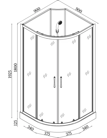 Гідробокс Bravo SAN L90GBB напівкруглий, масажний Гідробокс Bravo SAN L90GBB напівкруглий, масажний