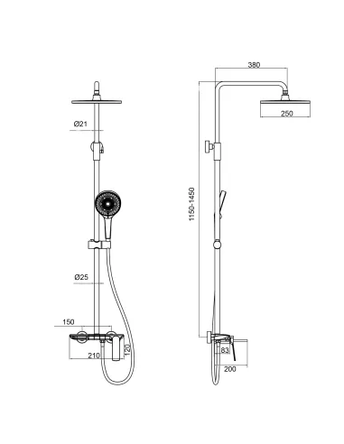 Душова система Globus Lux Piano GLPN-0099 з виливом