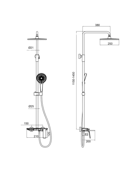 Душова система Globus Lux Piano GLPN-0099 з виливом