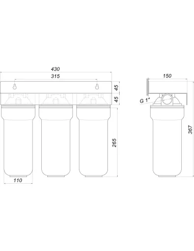 Магистральный фильтр для очистки воды Bio+ Systems NSL103 1 дюйм, 3 степени очистки