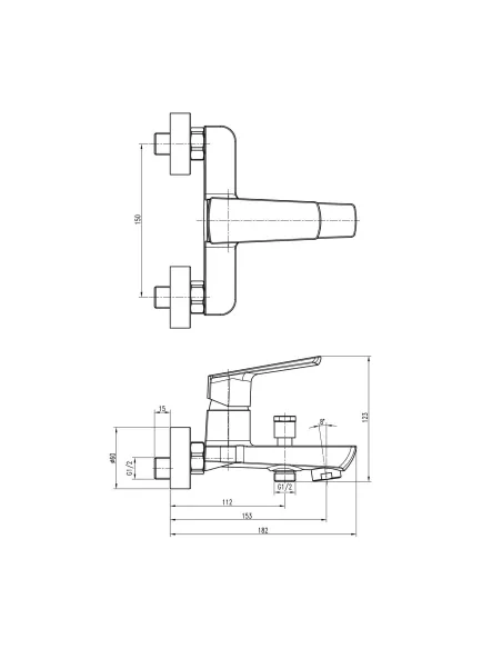 Змішувач для ванни Topaz lexi TL 21101-H57-W з душовим набором
