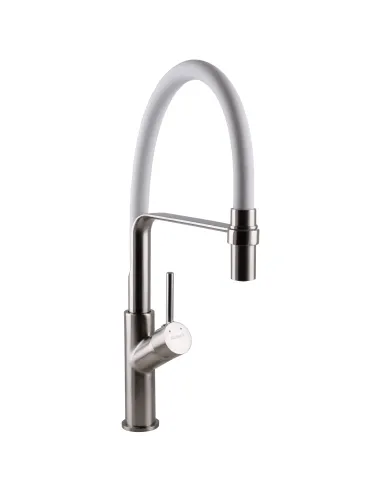 Змішувач для кухні Globus Lux Denver Flex GDF-32-08-08 з білим гнучким виливом