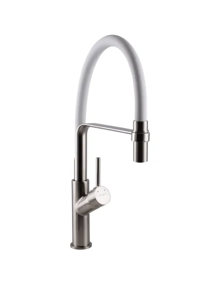 Змішувач для кухні Globus Lux Denver Flex GDF-32-08-08 з білим гнучким виливом