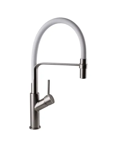 Змішувач для кухні Globus Lux Denver Flex GDF-32-08-08 з білим гнучким виливом