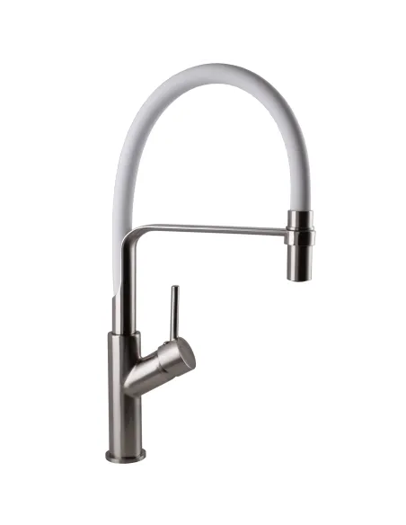 Змішувач для кухні Globus Lux Denver Flex GDF-32-08-08 з білим гнучким виливом