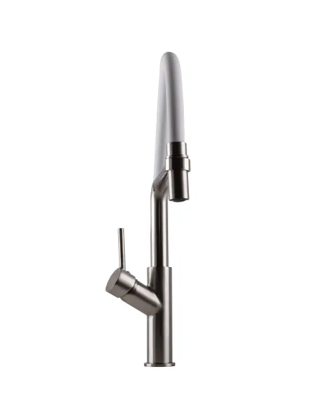 Змішувач для кухні Globus Lux Denver Flex GDF-32-08-08 з білим гнучким виливом