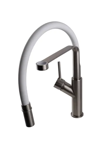 Змішувач для кухні Globus Lux Denver Flex GDF-32-08-08 з білим гнучким виливом