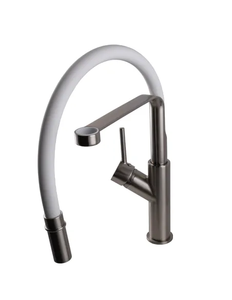 Змішувач для кухні Globus Lux Denver Flex GDF-32-08-08 з білим гнучким виливом