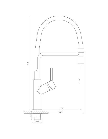Змішувач для кухні Globus Lux Denver Flex GDF-32-08-08 з білим гнучким виливом