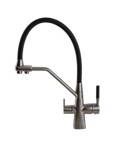 Смеситель для кухни Globus Lux GLLR-0700-L-08-01 с подключением к фильтру, черный гибкий излив