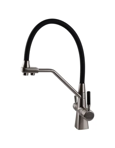 Смеситель для кухни Globus Lux GLLR-0700-L-08-01 с подключением к фильтру, черный гибкий излив