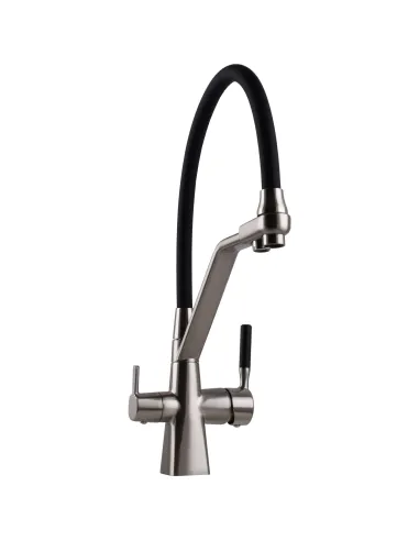 Смеситель для кухни Globus Lux GLLR-0700-L-08-01 с подключением к фильтру, черный гибкий излив