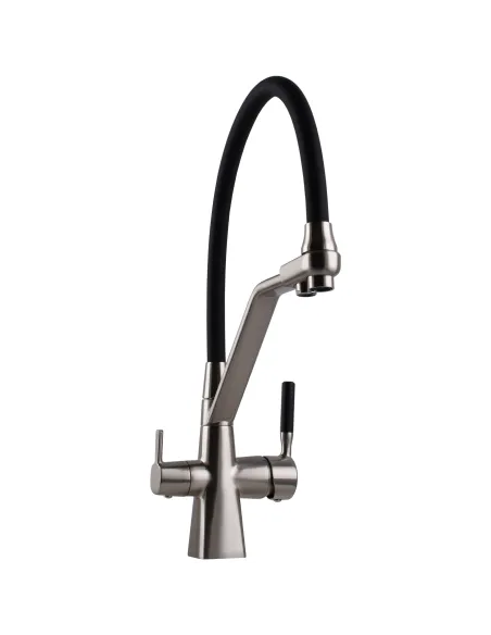 Смеситель для кухни Globus Lux GLLR-0700-L-08-01 с подключением к фильтру, черный гибкий излив