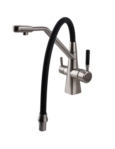 Смеситель для кухни Globus Lux GLLR-0700-L-08-01 с подключением к фильтру, черный гибкий излив