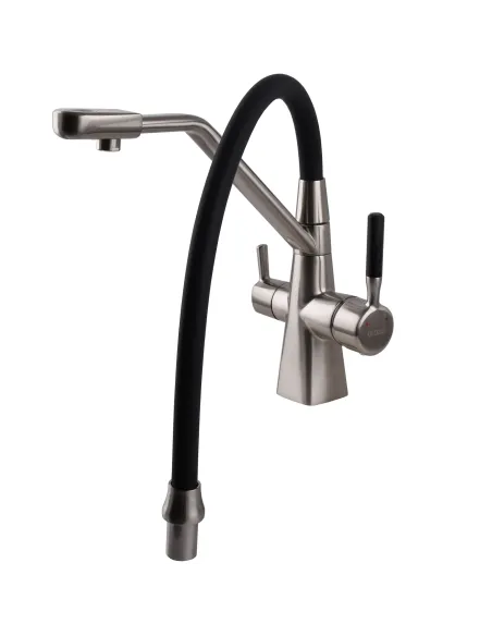 Смеситель для кухни Globus Lux GLLR-0700-L-08-01 с подключением к фильтру, черный гибкий излив