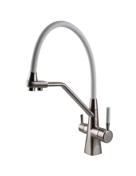 Змішувач для кухні Globus Lux GLLR-0700-L-08-08 з підключенням до фільтра, білий гнучкий вилив Змішувач для кухні Globus Lux GLLR-0700-L-08-08 з підключенням до фільтра, білий гнучкий вилив