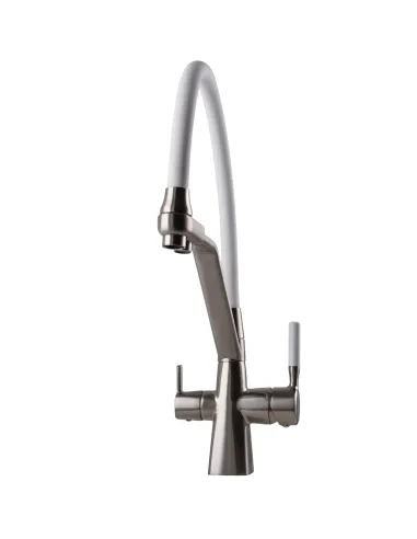 Смеситель для кухни Globus Lux GLLR-0700-L-08-08 с подключением к фильтру, белый гибкий излив