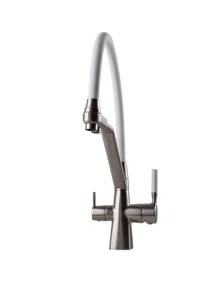 Смеситель для кухни Globus Lux GLLR-0700-L-08-08 с подключением к фильтру, белый гибкий излив