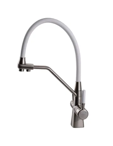 Смеситель для кухни Globus Lux GLLR-0700-L-08-08 с подключением к фильтру, белый гибкий излив
