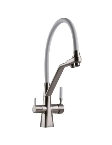 Смеситель для кухни Globus Lux GLLR-0700-L-08-08 с подключением к фильтру, белый гибкий излив