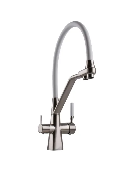 Смеситель для кухни Globus Lux GLLR-0700-L-08-08 с подключением к фильтру, белый гибкий излив