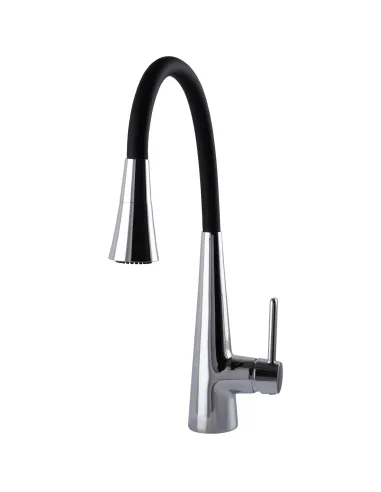 Змішувач для кухні Globus Lux Lazer Pro GLPR-203SM-00 із чорним гнучким виливом