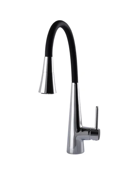 Змішувач для кухні Globus Lux Lazer Pro GLPR-203SM-00 із чорним гнучким виливом