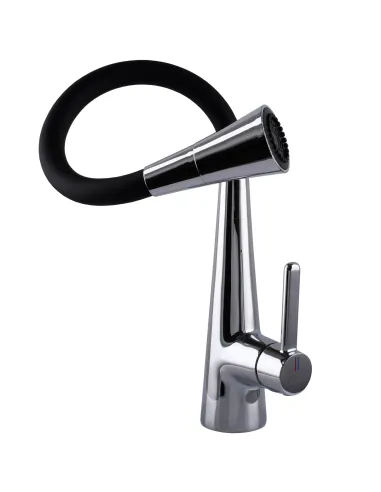Смеситель для кухни Globus Lux Lazer Pro GLPR-203SM-00 с черным гибким изливом