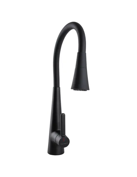 Змішувач для кухні Globus Lux Lazer Pro GLPR-203SM-BB із чорним гнучким виливом