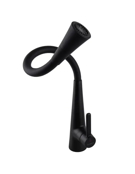 Змішувач для кухні Globus Lux Lazer Pro GLPR-203SM-BB із чорним гнучким виливом
