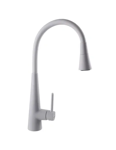 Змішувач для кухні Globus Lux Lazer Pro GLPR-203SM-WM з білим гнучким виливом