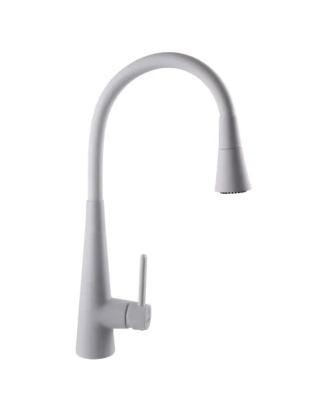 Змішувач для кухні Globus Lux Lazer Pro GLPR-203SM-WM з білим гнучким виливом