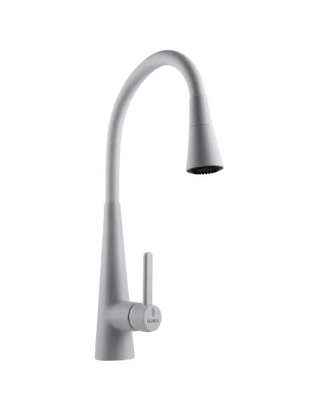 Змішувач для кухні Globus Lux Lazer Pro GLPR-203SM-WM з білим гнучким виливом